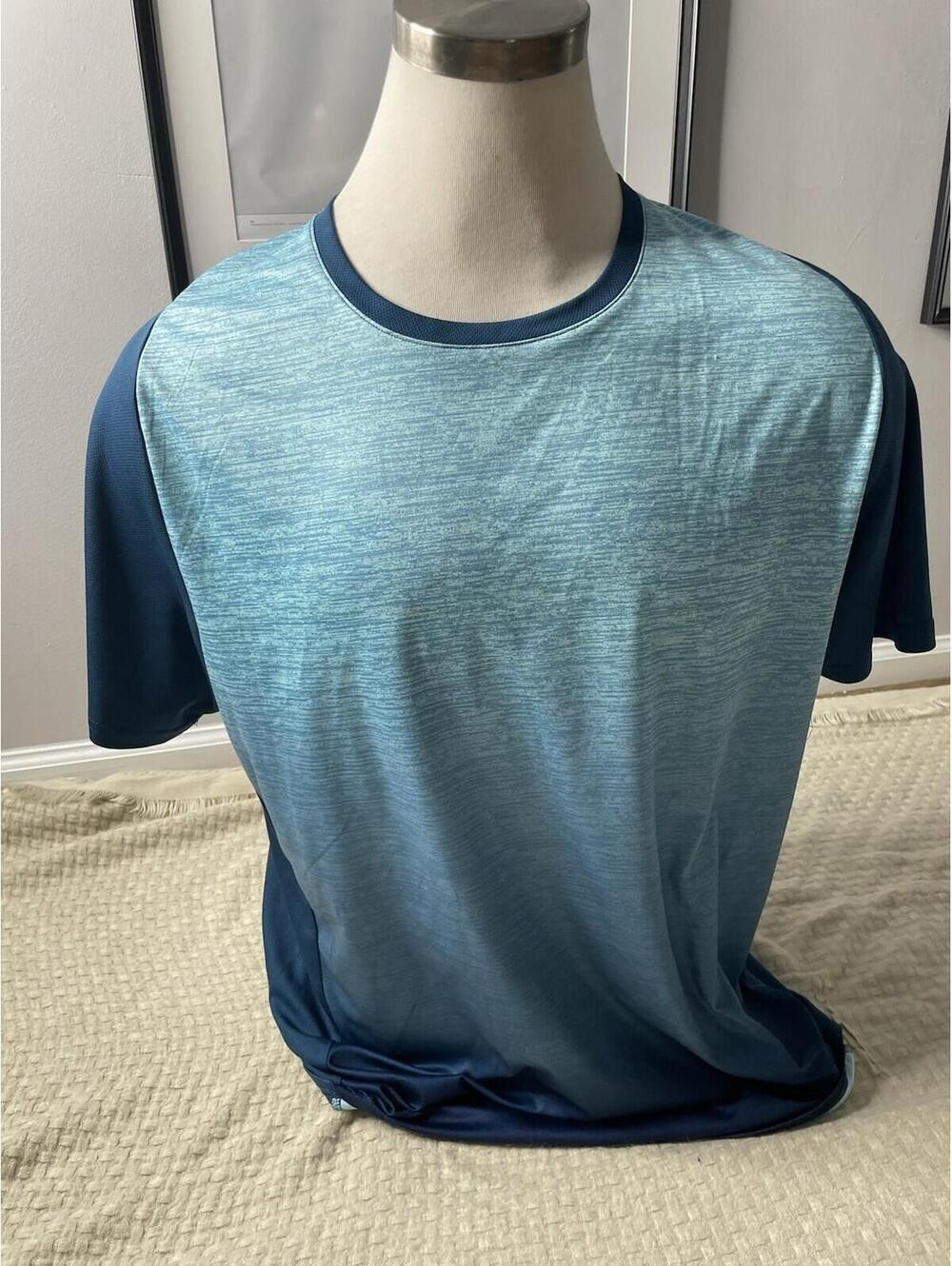 Spalding Dri-Power Men's Camo Blue Top Shirt Stretch Short Sleeves S Small